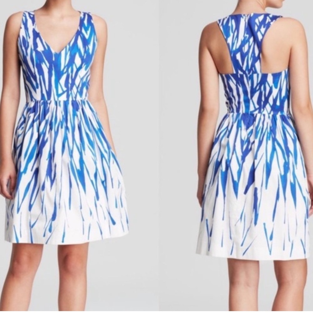 NWT MILLY Isadora A-Line Brushstroke Dress Blue White Size 2
